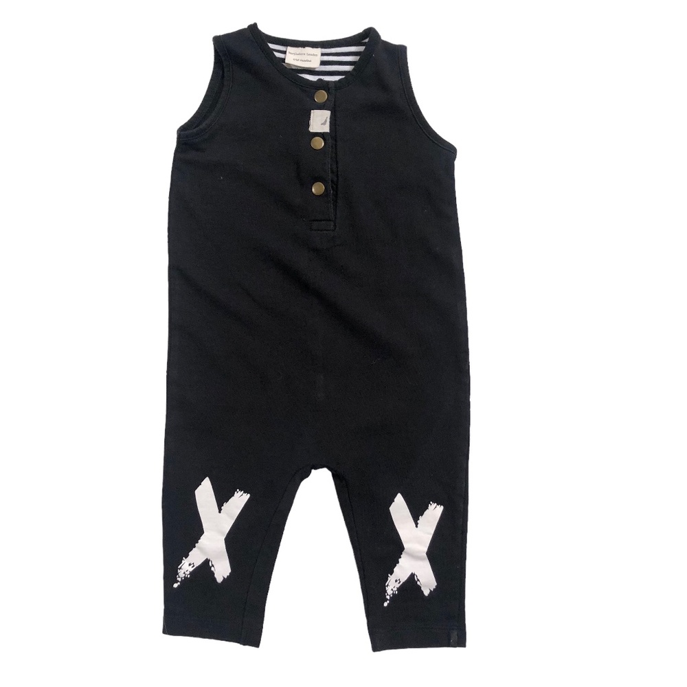 Turtledove London Black Tank Dungaree Overalls 6-12 M